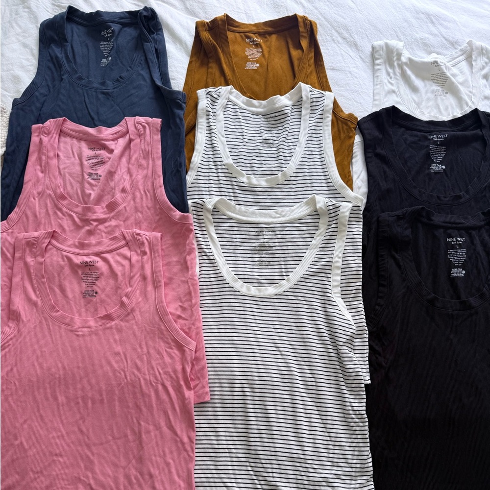 Women's Nine West Fitted Rib Tank Top, Large, 9 pieces